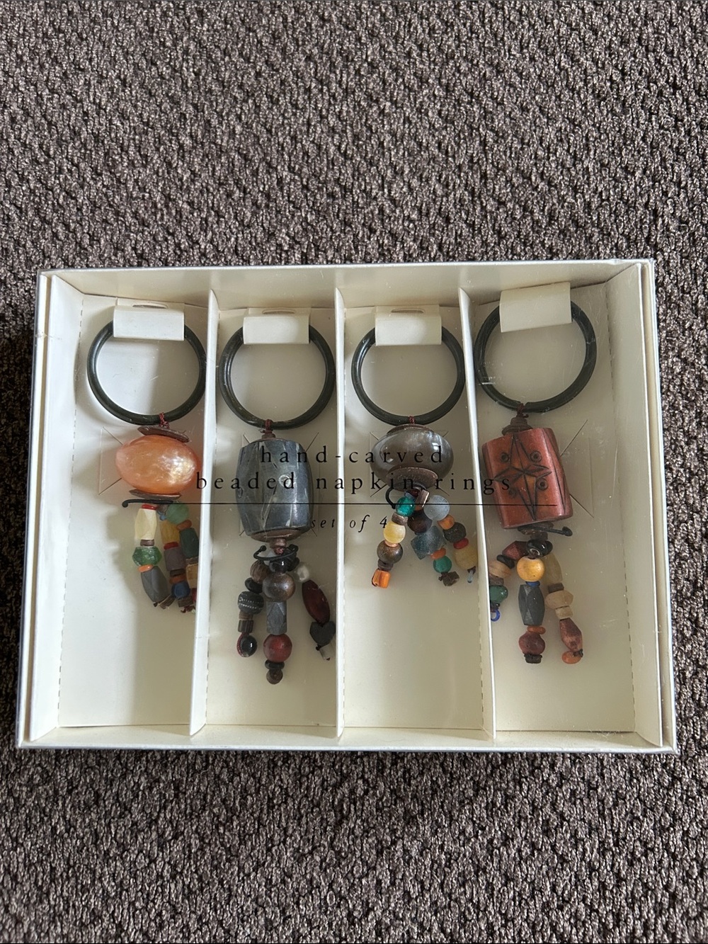 Hand-Carved Beaded Napkin Rings